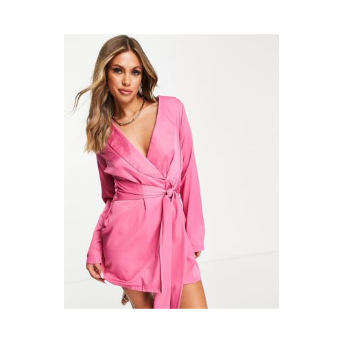 Розовое платье-блейзер с поясом In The Style x Naomi Genes-Розовый цвет
