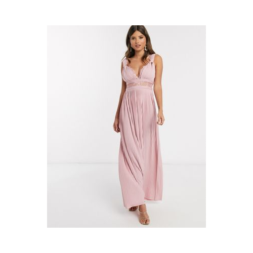 Розовое платье макси с кружевной вставкой ASOS DESIGN Premium-Розовый цвет