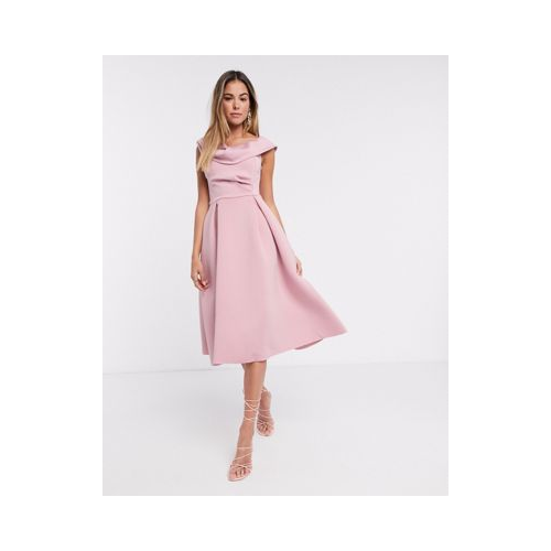 Розовое приталенное платье для выпускного ASOS DESIGN-Розовый цвет