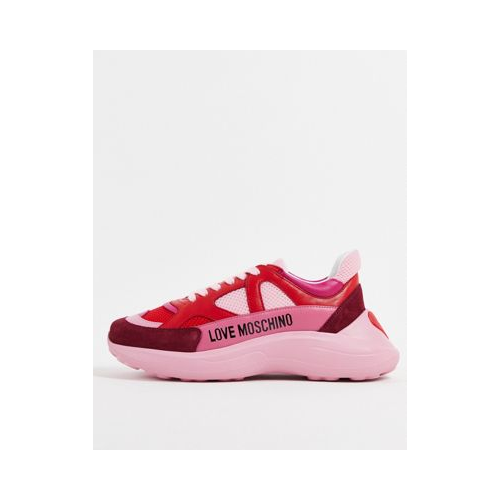 Розовые кроссовки на массивной подошве Love Moschino Superheart-Розовый цвет