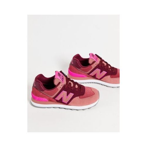 Розовые кроссовки в стиле колор блок New Balance 574-Розовый цвет
