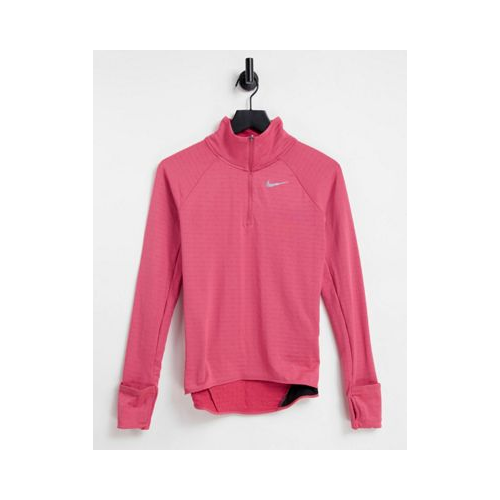 Розовый топ с короткой молнией Nike Running Element Therma-FIT-Розовый цвет