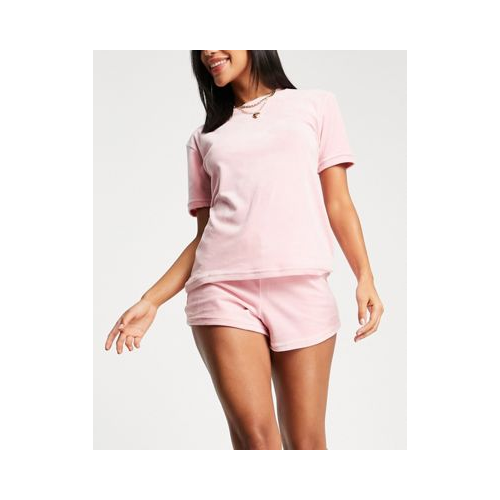 Розовый велюровый комплект одежды для дома с шортами Brave Soul Vera-Розовый цвет