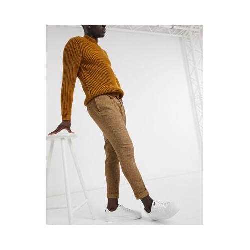 Суженные книзу строгие брюки из смесовой шерсти светло-коричневого цвета ASOS DESIGN-Neutral