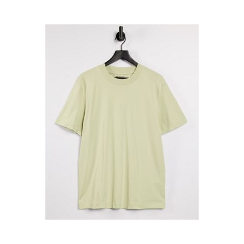 Светло-зеленая футболка из плотного органического хлопка с высоким воротником Selected Homme-Зеленый цвет