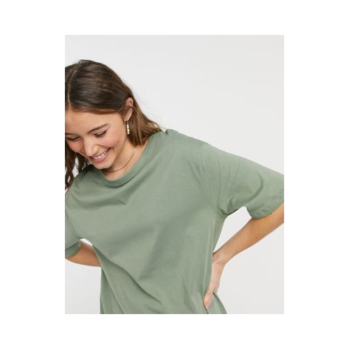 Светло-зеленая oversized-футболка из хлопка New Look-Зеленый цвет