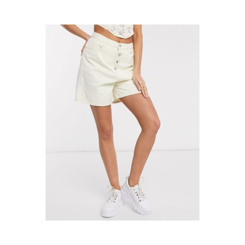 Светло-бежевые джинсовые шорты в винтажном стиле Missguided Белый