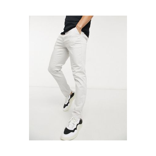 Светло-бежевые эластичные узкие брюки Jack & Jones Intelligence Серый