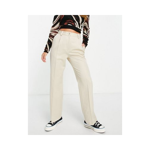 Светло-бежевые свободные брюки мужского винтажного кроя с завышенной талией Miss Selfridge-Светло-бежевый цвет
