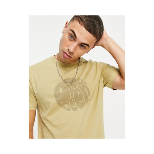 Светло-бежевая футболка с крупным логотипом Pretty Green Gillespie-Светло-бежевый цвет
