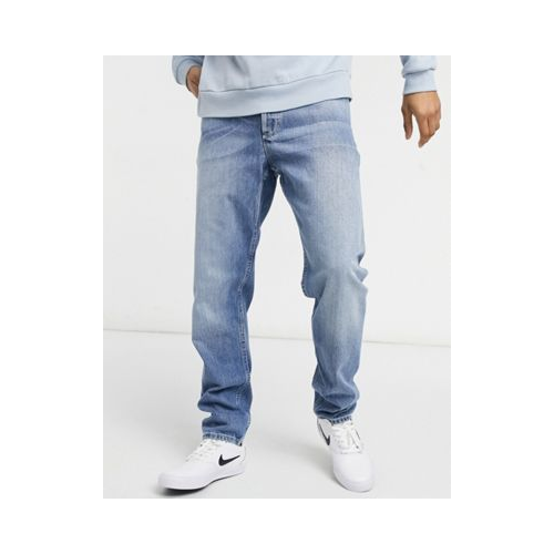 Светло-голубые выбеленные узкие джинсы из плотного денима ASOS DESIGN