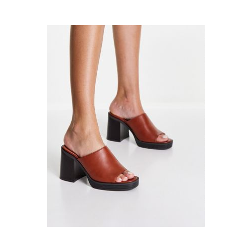 Светло-коричневые сандалии-мюли на массивной платформе Truffle Collection-Коричневый цвет