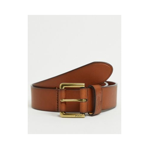Светло-коричневый кожаный ремень с логотипом Polo Ralph Lauren-Коричневый цвет