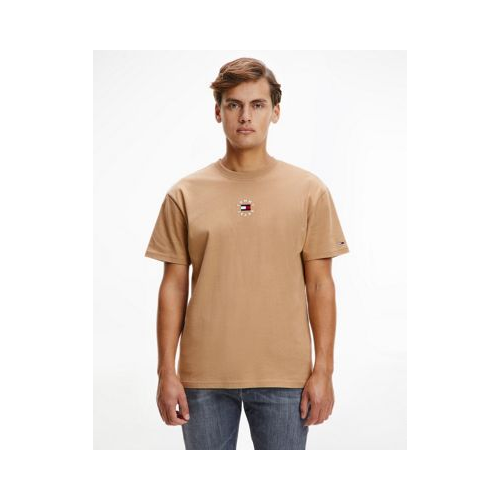 Светло-коричневая футболка с маленьким круглым логотипом Tommy Jeans-Коричневый цвет