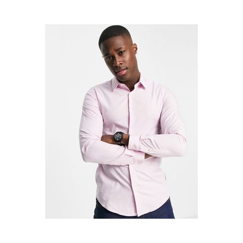 Светло-розовая облегающая рубашка из эластичного поплина French Connection-Розовый цвет