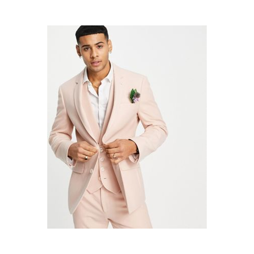 Светло-розовый пиджак зауженного кроя из саржи ASOS DESIGN Wedding-Розовый цвет