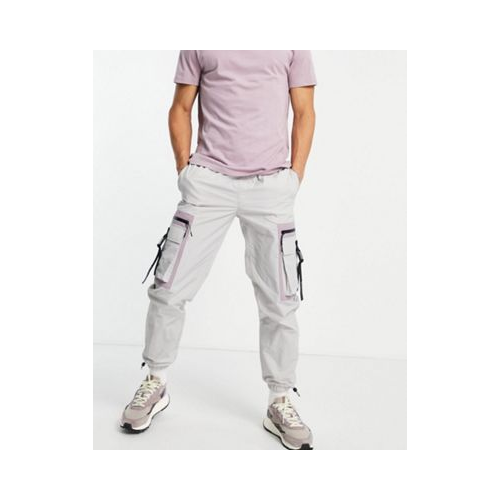 Светло-серые брюки карго свободного кроя с накладными карманами Topman