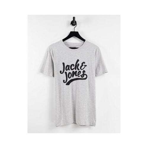 Светло-серая меланжевая футболка с логотипом Jack & Jones