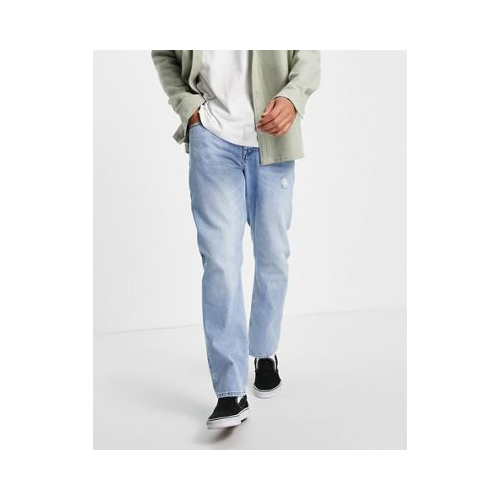 Светлые классические джинсы в винтажном стиле с потертостями ASOS DESIGN Голубой