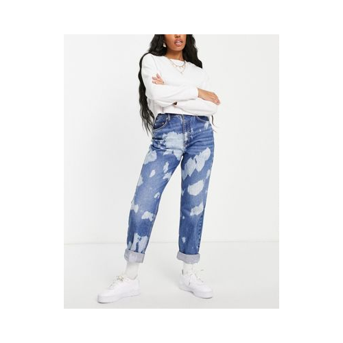 Свободные джинсы из смесового органического хлопка в винтажном стиле с узором в виде разводов краски ASOS DESIGN Hourglass Голубой