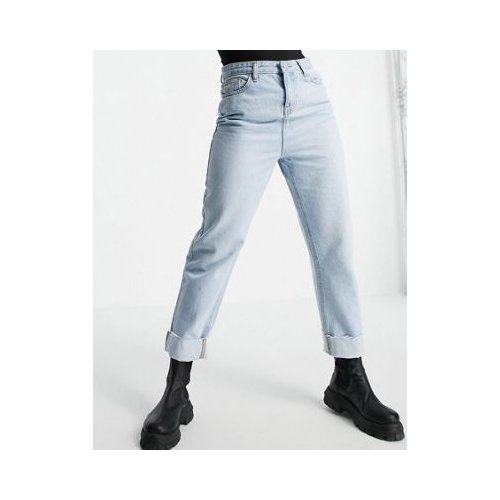 Свободные джинсы прямого кроя с глубокими отворотами выбеленного цвета Urban Bliss Голубой