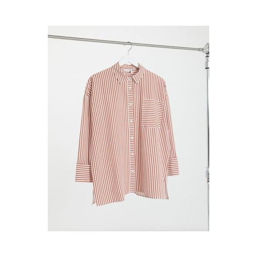 Свободная "super oversized"-рубашка из хлопка в винтажном стиле в красно-кремовую полоску ASOS DESIGN Мульти