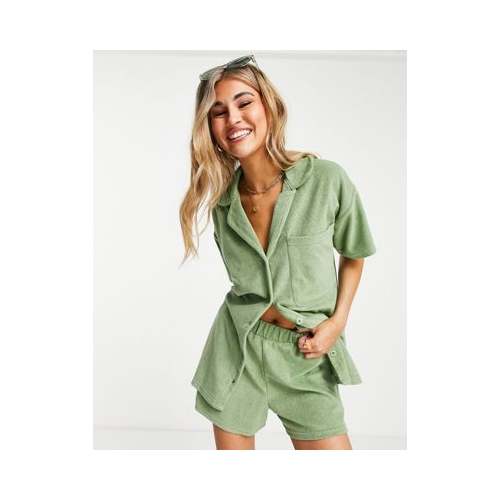 Свободная рубашка из махрового материала зеленого цвета (от комплекта) Daisy Street-Зеленый