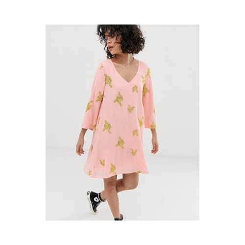 Свободное платье с вышивкой Wild Honey Розовый