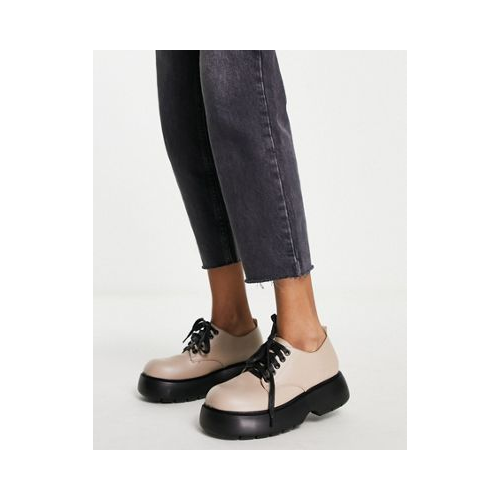 Серо-бежевые туфли на плоской массивной подошве со шнуровкой ASOS DESIGN Marchin-Светло-бежевый цвет
