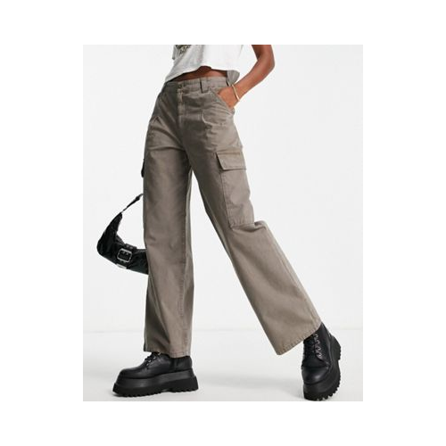 Серо-коричневые брюки карго в стиле oversized ASOS DESIGN