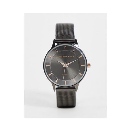 Серебристо-черные мужские часы с ремешком из нержавеющей стали Christian Lars