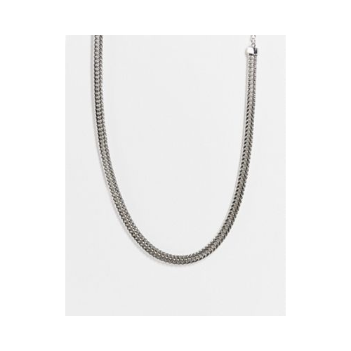 Серебристое ожерелье из плоской массивной цепочки DesignB London