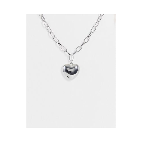 Серебристое ожерелье с подвеской в виде сердечка ASOS DESIGN