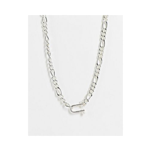 Серебристое ожерелье-цепочка с искусственным жемчугом на застежке WFTW