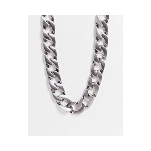 Серебристое очень массивное ожерелье-цепочка с матовым эффектом ASOS DESIGN