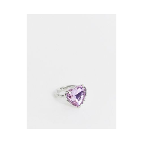 Серебристое кольцо в форме фиолетового сердечка с кристаллом DesignB London-Фиолетовый цвет