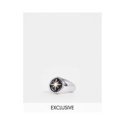 Серебристое кольцо-печатка со звездой Reclaimed Vintage Inspired Разноцветный