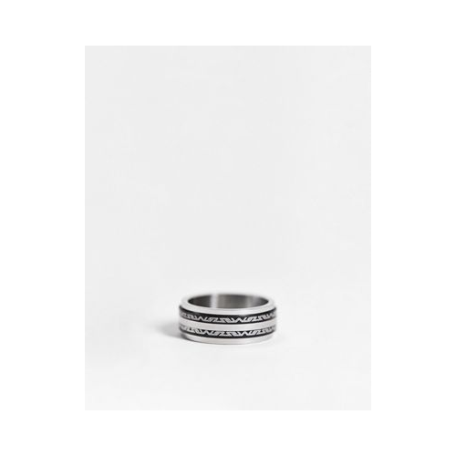 Серебристое широкое кольцо из нержавеющей стали с греческой волной ASOS DESIGN
