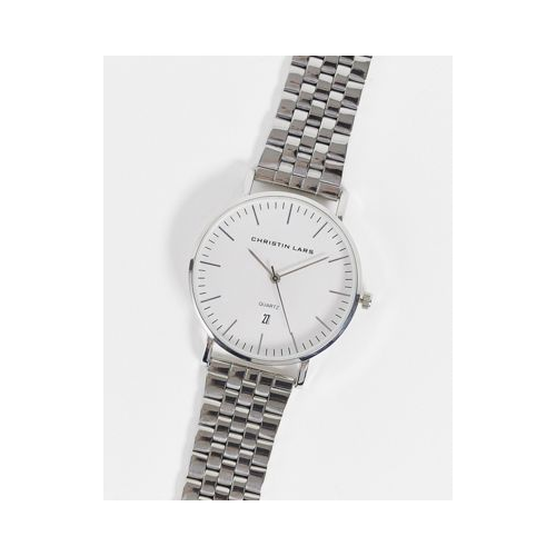 Серебристые мужские часы с крупными звеньями на браслете Christian Lars