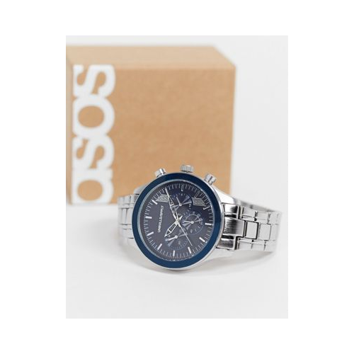 Серебристые часы-браслет с темно-синим циферблатом ASOS DESIGN