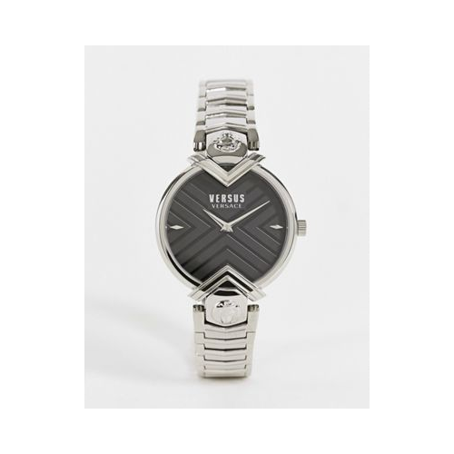 Серебристые часы-браслет с черным циферблатом Versus Versace