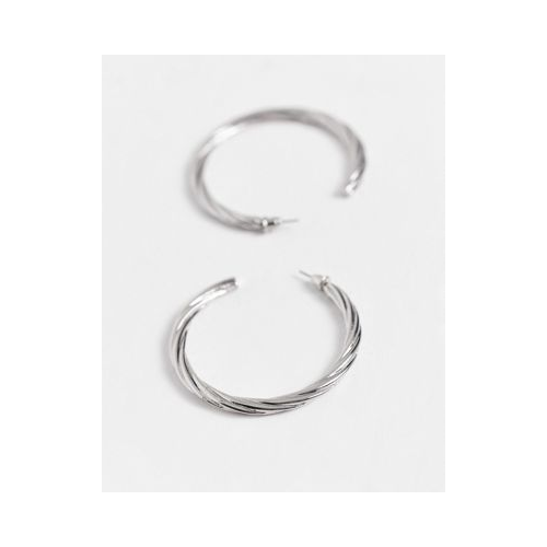 Серебристые витые серьги-кольца ALDO Gweasean