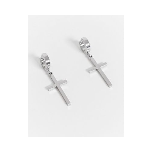 Серебристые серьги-кольца 7 мм с крестом ASOS DESIGN​​​​​​​-