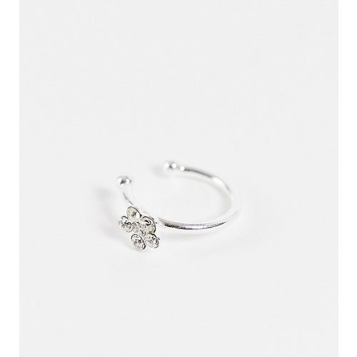 Серебряное кольцо-обманка для носа с цветком из страз ASOS DESIGN