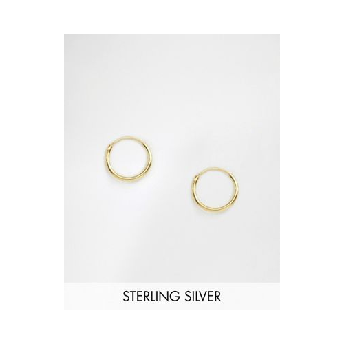 Серьги-кольца диаметром 12 мм из стерлингового серебра и позолотой 14 карат ASOS DESIGN Золотистый