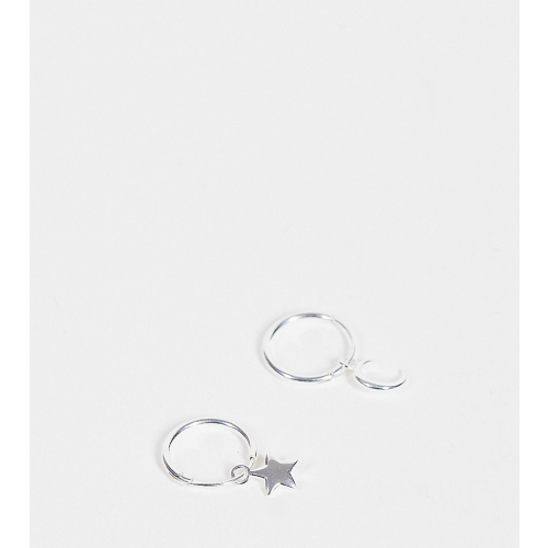 Серьги-кольца из стерлингового серебра с подвесками в виде солнца и луны ASOS DESIGN