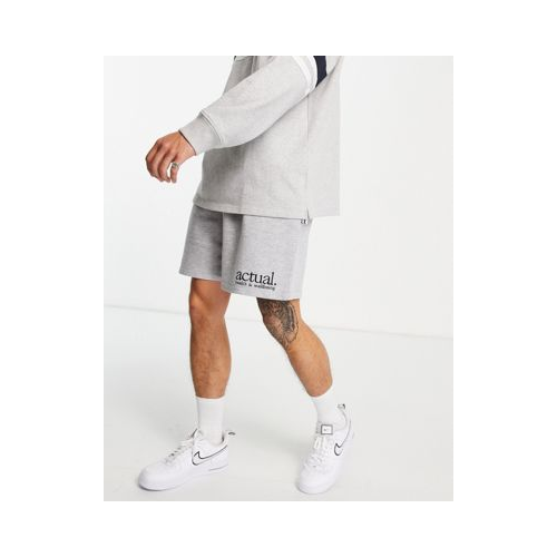 Серые меланжевые баскетбольные шорты из трикотажа с логотипом от комплекта ASOS Actual