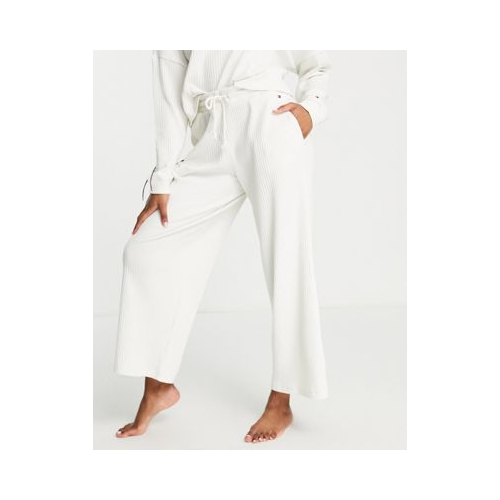 Широкие брюки в рубчик из мягкого смесового органического хлопка цвета слоновой кости с логотипом Tommy Hilfiger Белый
