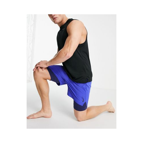 Синие тканые шорты 2-в-1 Nike Yoga Голубой