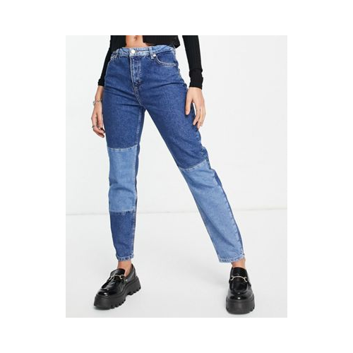 Синие выбеленные джинсы прямого кроя в стиле пэчворк Only Jagger Голубой